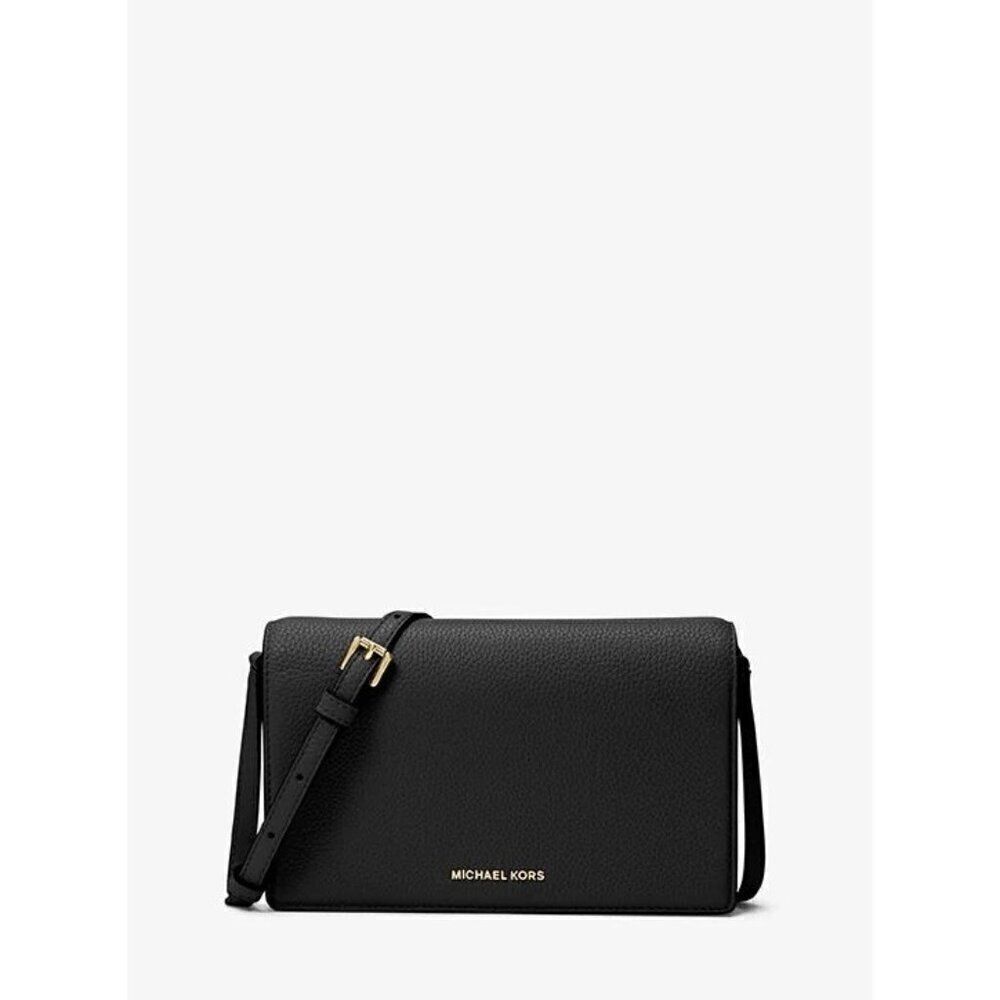 Michael Kors Pebbled Leather Crossbody Bag With Adjustable Strap silver tone